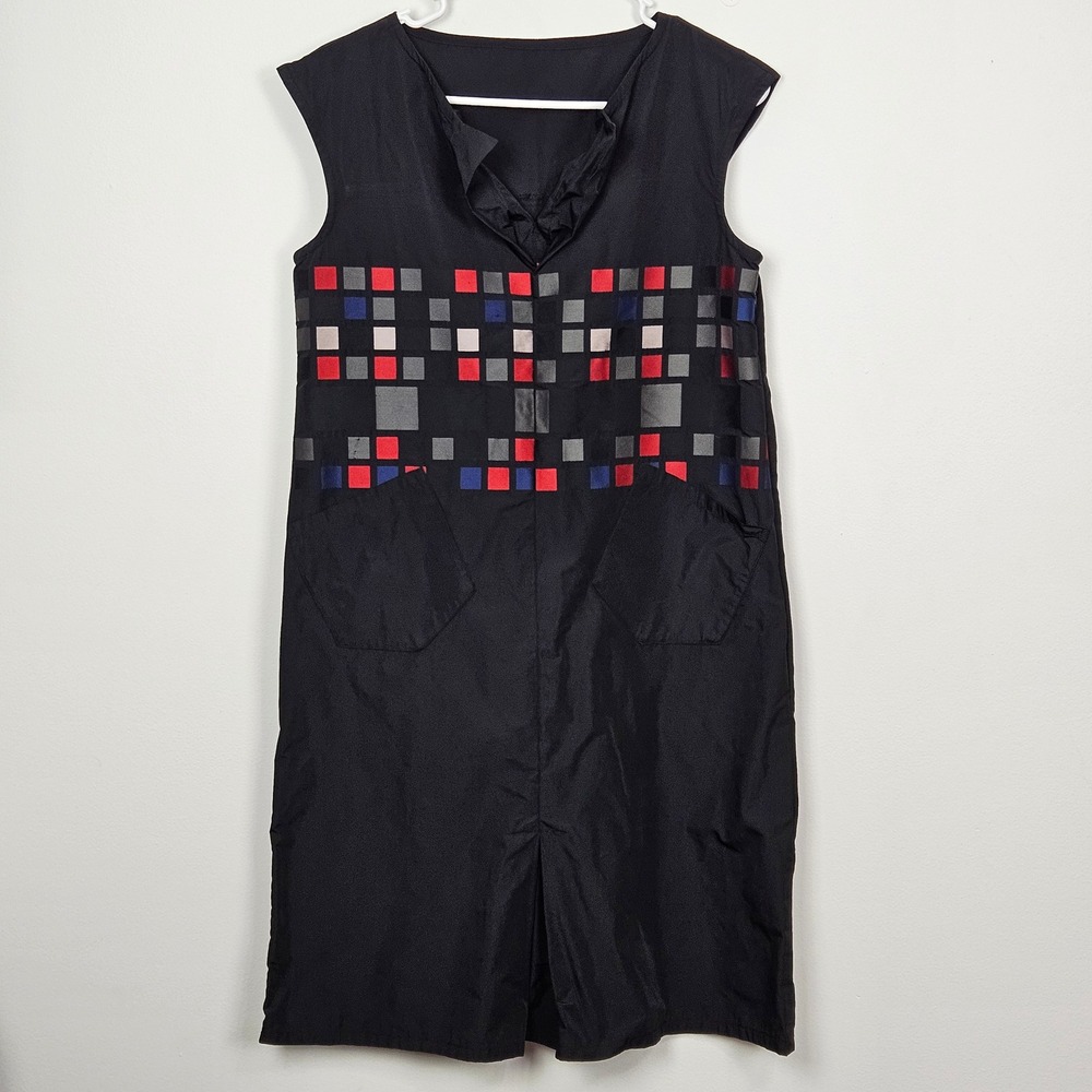 Babette SF Shift Dress Sz XS Black Geometric Square Mosaic Art to Wear 15D 0116